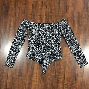 American Apparel leopard off the shoulder bodysuit